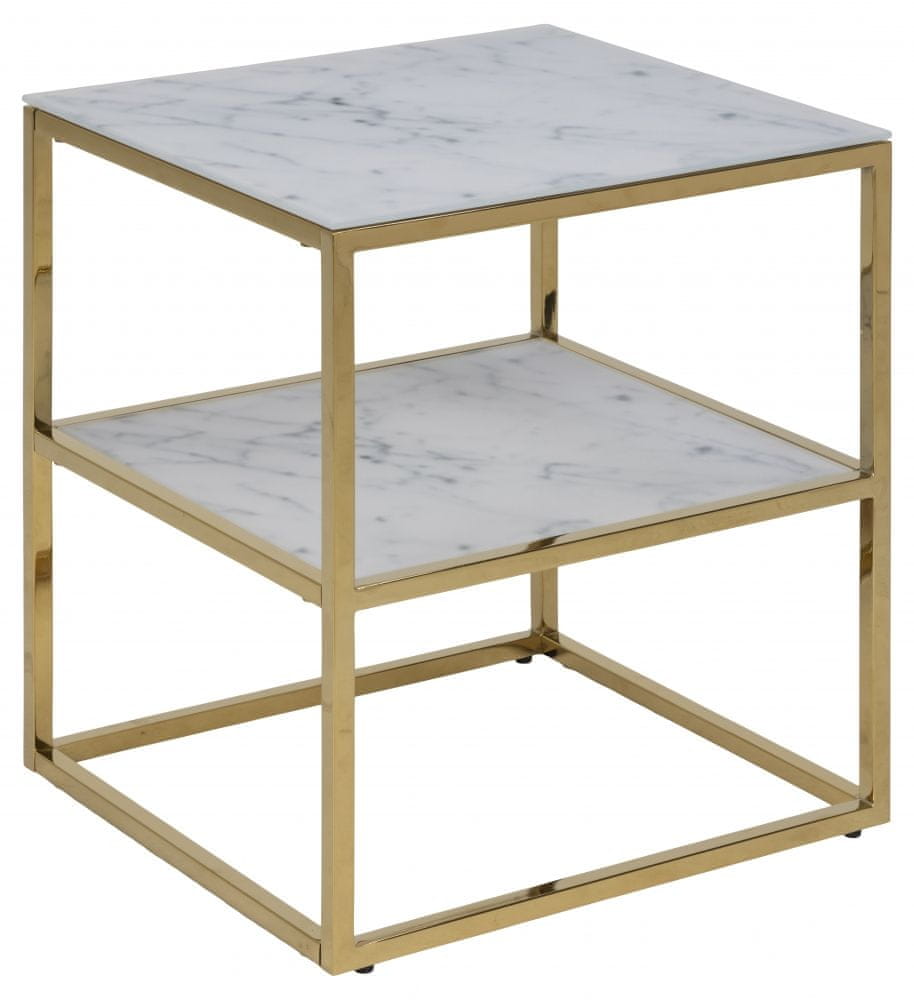 Design Scandinavia Nočný stolík Alisma, 51 cm, sklo, zlatá